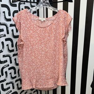 LOFT Pink and White Patterned Blouse
